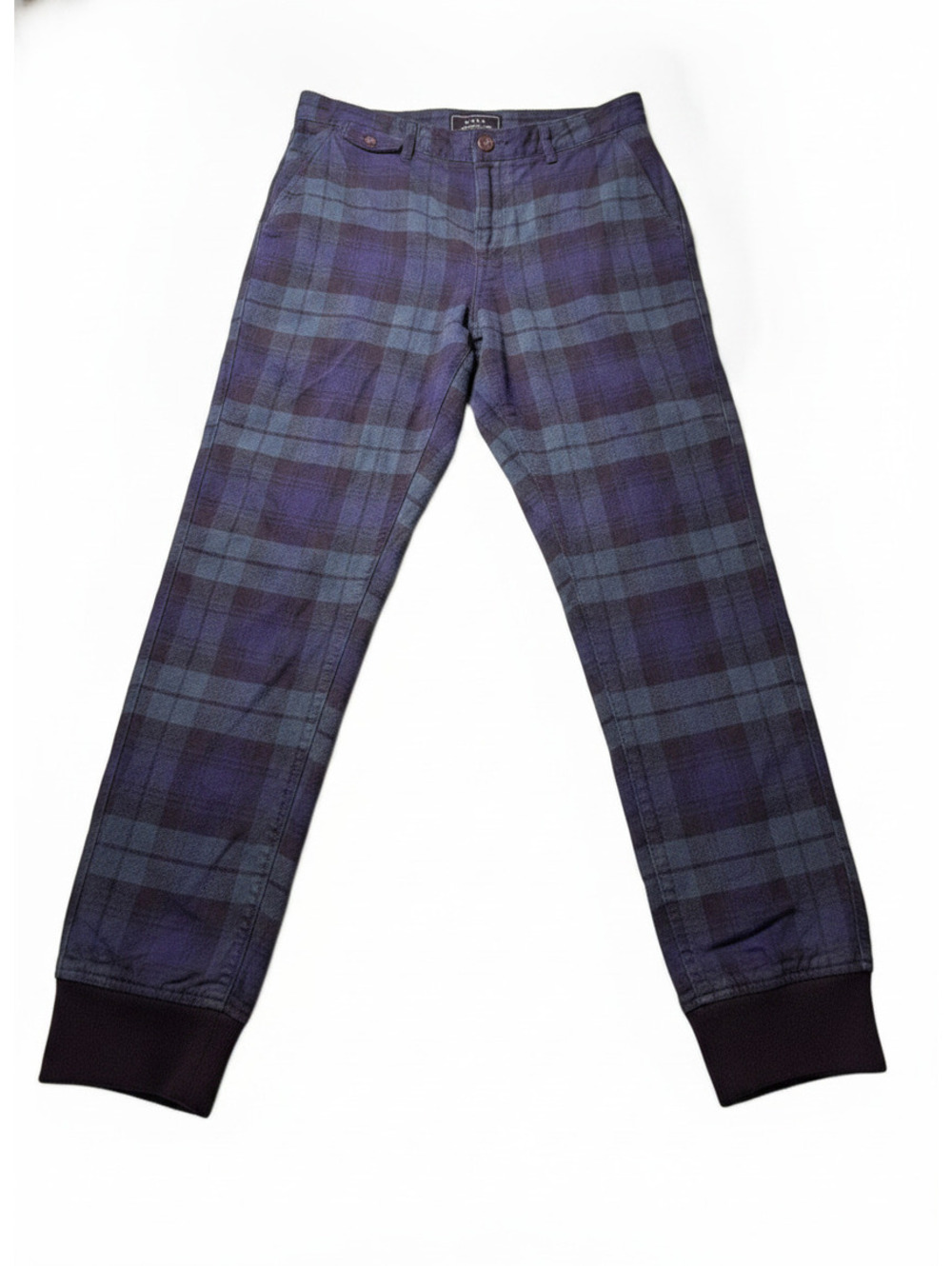 21MEN Men's Blue and Green Plaid Cargo Pants Size 32 Waist